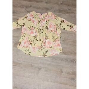 Roaman's Women's Tunic Cottage‎ Core Country Pink w/Flowers Blouse Size 32W